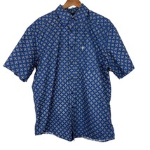 Ariat Shirt Mens Large Blue Geometric Short Sleeve Button Up 100% Cotton Casual - £23.49 GBP