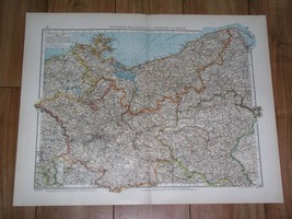 1911 Antique Map Of Pomerania Stettin Danzig Posen Provinz Berlin Germany Poland - $30.65