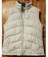 Lands&#39; End Sleeveless Jacket. Size Med. 10-12 Cream, Gray Collar, Zip - $25.53 CAD