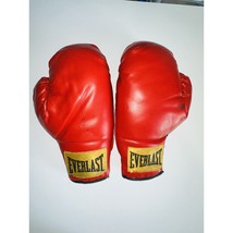 Vintage Everlast Red 16oz Training / Sparring Boxing Gloves w/ yellow La... - $33.53