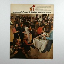 Vtg Seagram&#39;s 7 Crown Whiskey 1970s Party Log Cabin Syrup Pie Kids Print Ad - £10.64 GBP