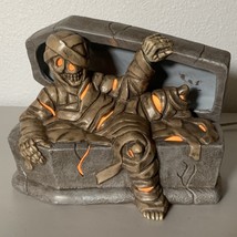 Vintage Ceramic Halloween Skeleton Light Up In Coffin - $49.00