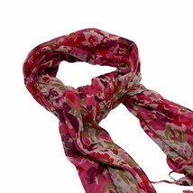 Scarf Scarve Pink Fuchsia Floral 60&quot; x 24&quot; - £7.44 GBP