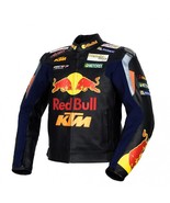 Men,s KTM Redbull Black &amp; Blue Cowhide Leather Motorcycle Jacket with CE... - $149.00
