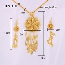 Dubai 24K gold color Jewelry sets for Women Indian Ethiopia Necklace Pendant Ear - £26.38 GBP