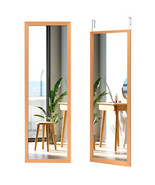 Wood Frame Full Length Hanging Mirror Natural Wood Finish Beige Over the... - £69.26 GBP