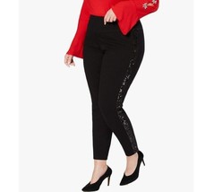 INC Womens Plus 14W Deep Black Sequined Striped Skinny Pants NWT L89 - £30.60 GBP