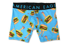 American Eagle Men&#39;s Blue Burger Legs 6&quot; Flex Boxer Briefs, L Large, 8891-7 - £15.53 GBP