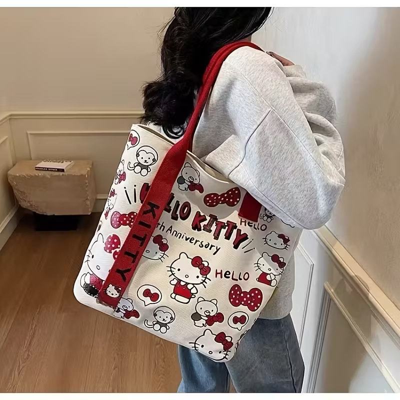 Sanrio Hello Kitty Canvas Reusable Zipper Canvas Tote Bag Item image 2