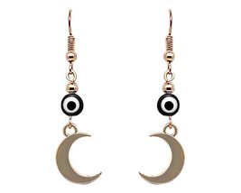 Evil Eye Moon Earrings Nazar Bead Metal Crescent Charm Dangles - Womens ... - £11.84 GBP