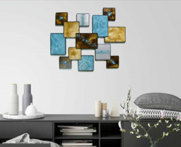 Blue Laguna Wall Sculpture, Turquoise wall art, square wall sculpture by Alisa - £110.76 GBP