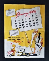 1948 antique EUCOM safety POSTER CALENDAR w handwritten LOVE LETTER orig... - $89.05