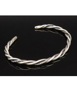 925 Sterling Silver - Vintage Minimalist Twisted Cable Cuff Bracelet - B... - €65,55 EUR