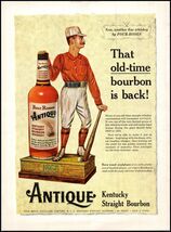1950s Four Roses Antique Kentucky Straight Bourbon PRINT AD Baseball Pla... - $6.64