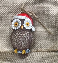 Resin Santa Owl Christmas Ornament Bird Holiday Rustic Cottage Core Academia - $7.92