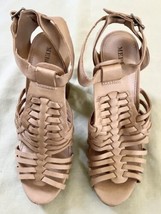 Womens Merona High Heel Sandals Shoes Open Toe Faux Leather Tan Brown Sz. 8 - £16.20 GBP