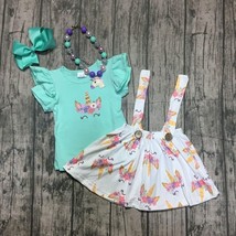 NEW Boutique Unicorn Suspender Skirt Girls Outfit Set 6-7 - £10.35 GBP