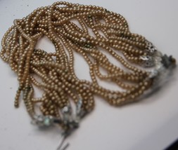 Vintage Faux Beige Pearl Type Beads 14 Strands 6 ½ “ Chocker Necklace - £3.15 GBP