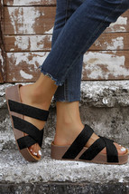 Black Woven Cross Criss Hollowed Slip-On Slippers - $23.11