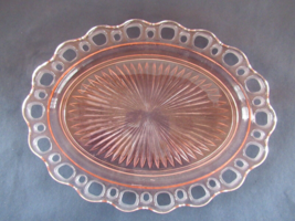 Vtg Depression Glass Anchor Hocking platter lace edge  tray oval Old Colony - £15.62 GBP