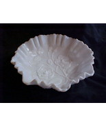 Imperial Glass Milk Glass Rose Double Crimped Bowl - £33.57 GBP