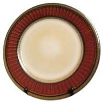 Gibson Elite ARTISTE RED 4-Salad Plates 7 5/8” D Red Brown Rim Ribbed and Dots - $48.51