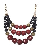 Vintage Chunky Bib Necklace Faceted Red Beads Multistrand Statement Neck... - $34.65