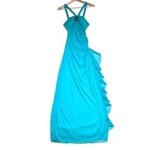 Turquoise Blue Dress Long Maxi Small Prom Formal Gown Beaded Bust Sexy Dance - £41.05 GBP
