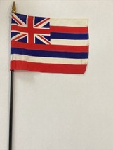 New Hawaii State Mini Desk Flag - Black Wood Stick Gold Top 4” X 6” - £6.32 GBP
