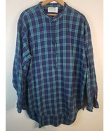 Vintage Gleneske Grandfather Shirt XXL Plaid Ireland Donegal  2XL Blue G... - £19.82 GBP