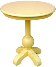 Side Table TRADE WINDS SOHO Traditional Antique Round Yellow Painted Mah... - £781.59 GBP