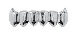 Shiny Silver High Quality Lower Teeth Grillz Vampire Dracula Fangs - £7.89 GBP