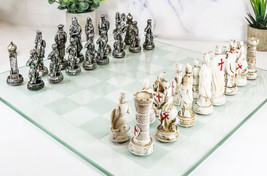 Ebros Crusader Christian Kingdom VS Ottoman Empire Chess Pieces Glass Board Set - £59.51 GBP