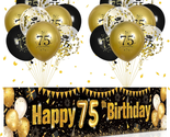 75Th Birthday Balloon Decorations for Men Women Black and Gold, Black Go... - $23.85
