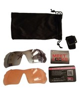 Meet Locks Silver &amp; Orange Changeable UV400 Cycling Sunglass Lens &amp; Hard... - $21.85