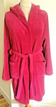 Robe Hotel Spa Collection Lounge Fleece Plush Women One Size Hood Pink Magenta - £12.45 GBP