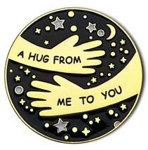 Hug Pin Badge - Hug From Me To You - Brooch Moon Stars Hugging Arms Lovely Gift - £5.37 GBP
