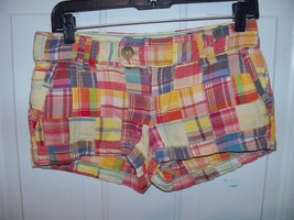 AMERICAN EAGLE SHORT SHORTS LOW RISE ALL COTTON MADRAS PATCHWORK SIZE 2 ... - $15.33