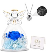 Preserved Real Rose Birthday Gifts for Women Glass Angel Figurines with ... - £31.78 GBP