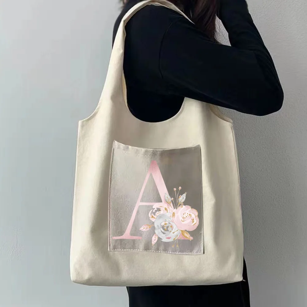 Tote Bag Shopping Bags for Women 2021 Canvas  Bag Reusable Casual Girly Pink Let - $148.12