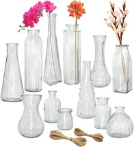 Paisener Bud Vases Set Of 12, Multiple Shapes Of Small Glass Vase, Clear, 12 - £33.03 GBP