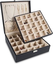 The Frebeauty Earring Organizer Classic Jewelry Box Features 50 Slots An... - $32.97