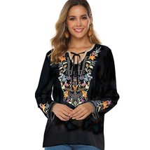 Le  White  Embroidery Blouse Shirt Women Cotton Boho Hippie Mexican Shirt Long S - £83.62 GBP