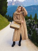 Stunning Pastel Canadian Mink Fur Coat Herring Bone Design 50&quot; Long M Fa... - £510.70 GBP