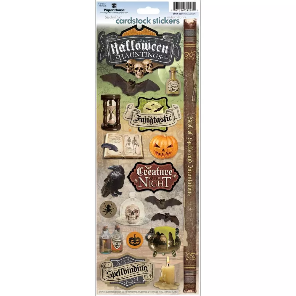 Stickers Cardstock 13&quot; Halloween Hauntings Poison Skulls Bats Creature N... - $11.99