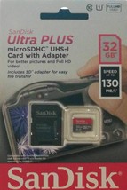 San Disk Ultra Plus Micro Sdhc UHS-I Card With Adapter 32 Gb Speed Up To 130 MB/S - £21.82 GBP