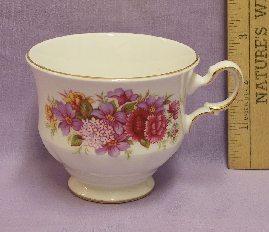 Vintage Queen Anne Bone China Cup White with Floral Design Made in England 8629 - $8.42