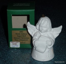 1981 GOEBEL Annual Angel With Sheet Music Bell Christmas Ornament White With Box - £7.61 GBP
