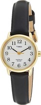 Timex T20433 Women&#39;s Easy Reader Gold-Tone Black Leather Strap Watch - £69.66 GBP