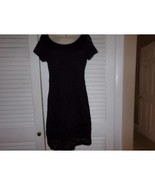 Vintage Isaac Mizrahi little black lined lace dress size M scooped neck - $26.58 CAD